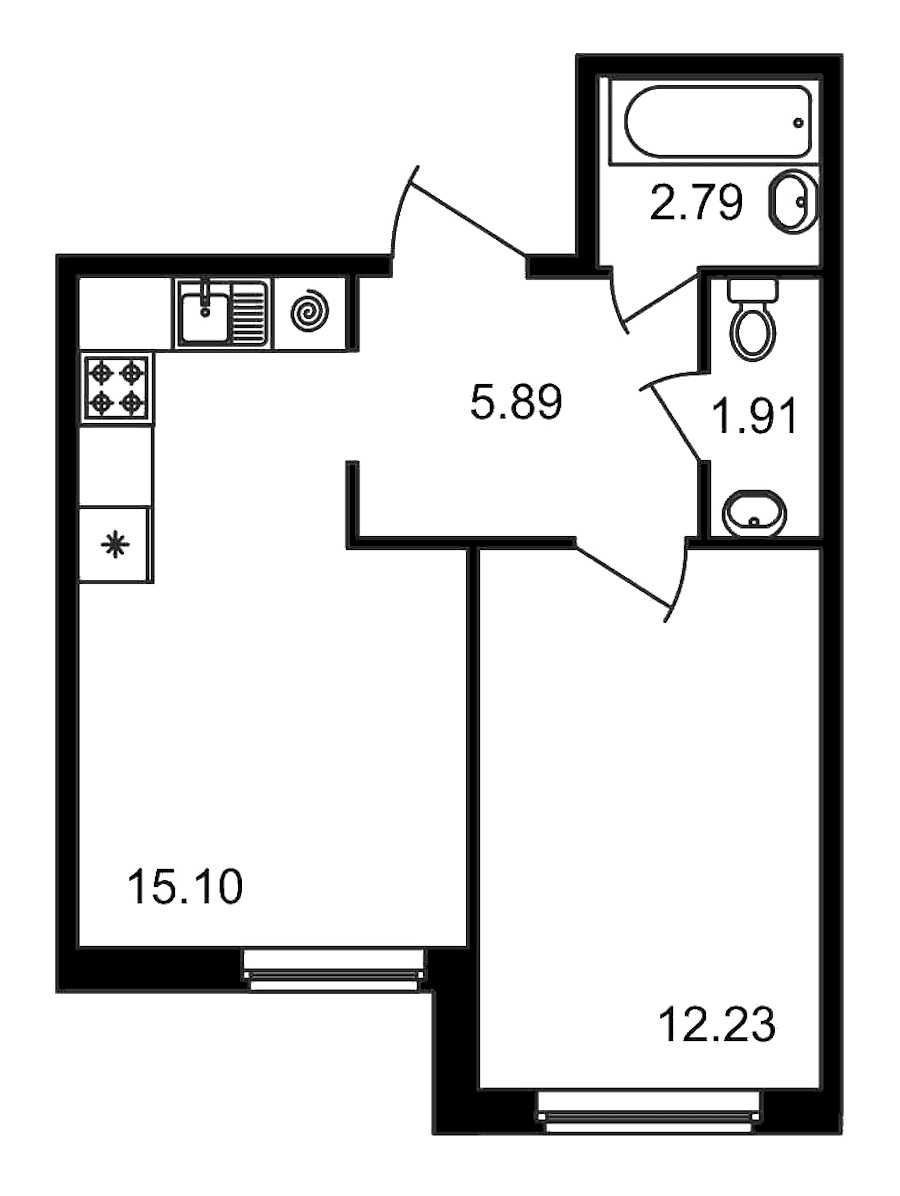 Однокомнатная квартира в : площадь 37.92 м2 , этаж: 1 – купить в Санкт-Петербурге